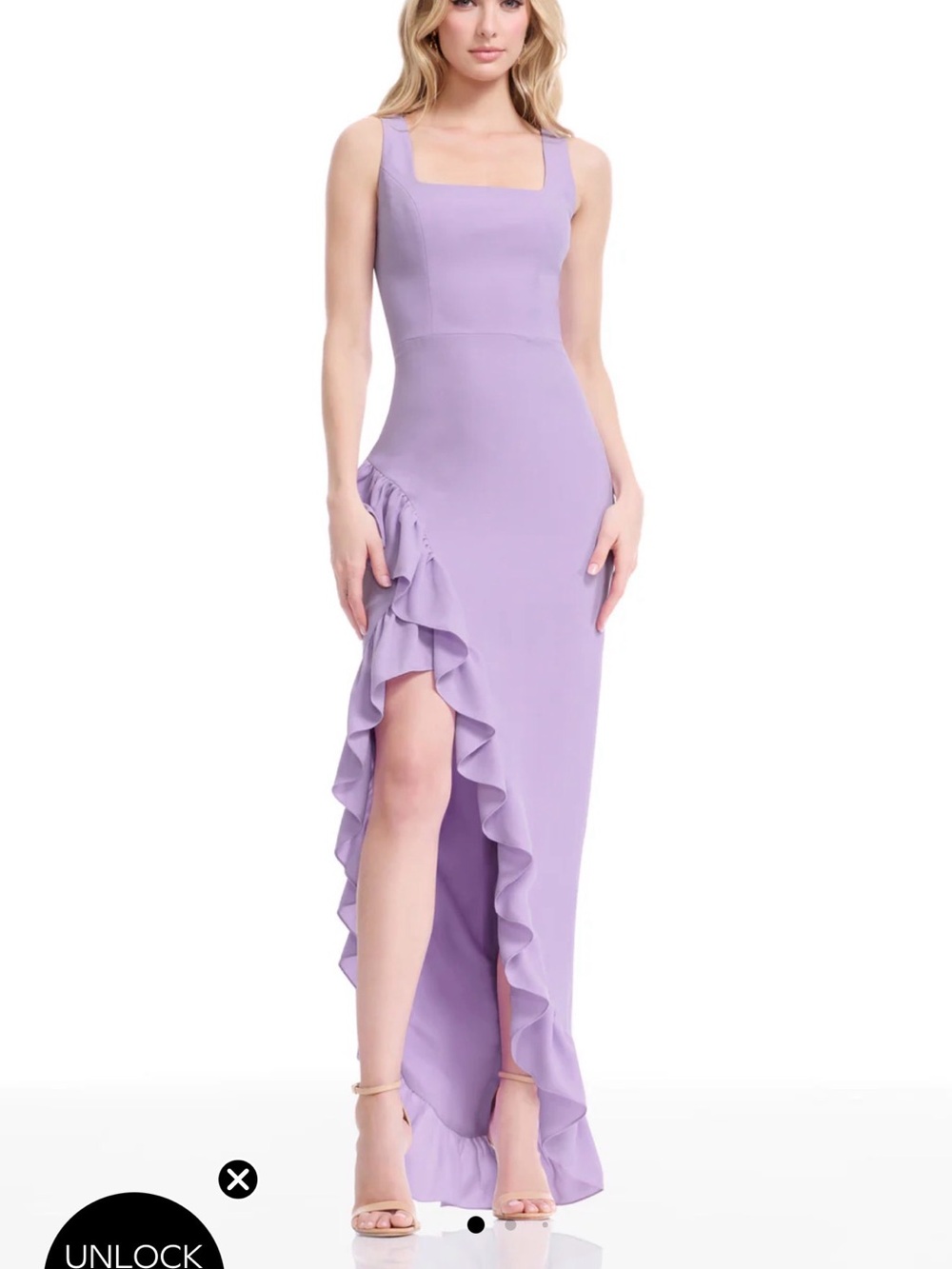 Dress the Population Charlene Lavender Ruffle Maxi Dress new w tags XXS